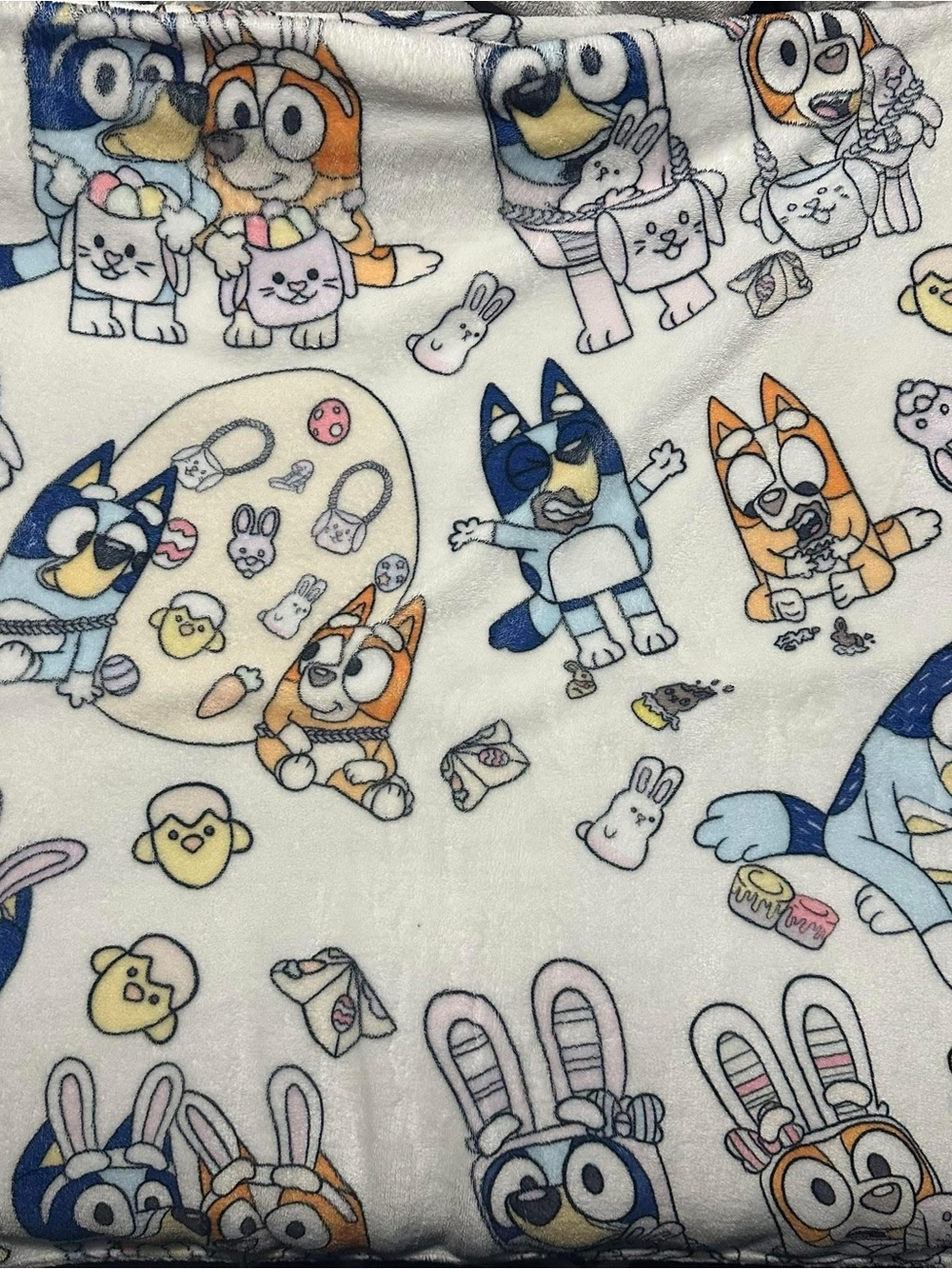Bluey Soft Plush Throw Blanket - White with Blue & Orange Characters